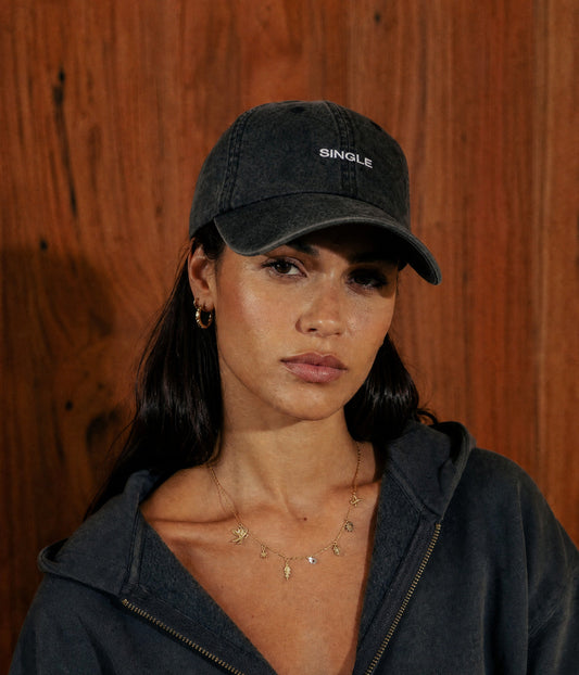 Single Men's Embroidered Washed Cotton Baseball Cap in Black – view 2