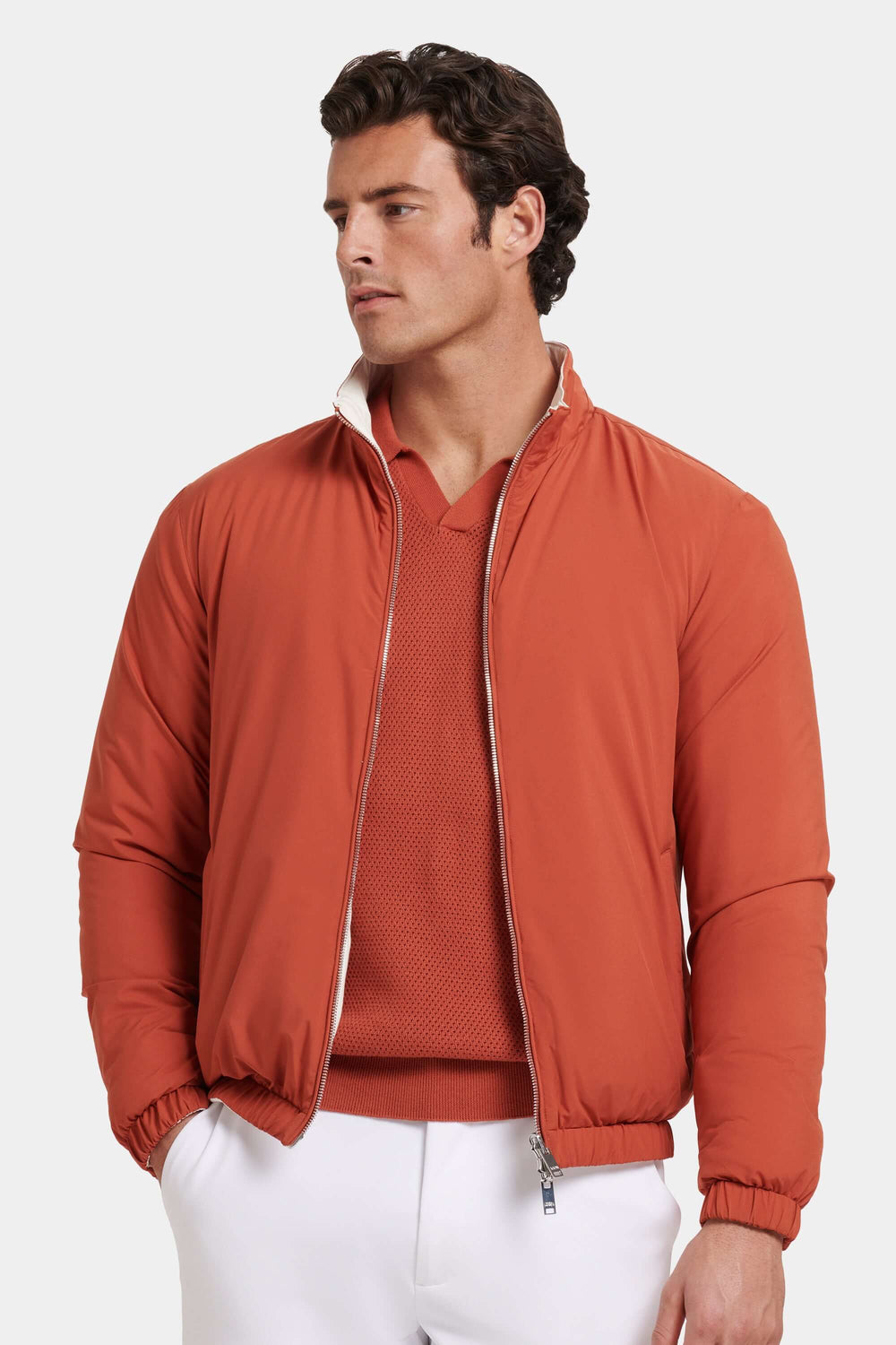 Roma Men's Reversible Padded Jacket – Stand Collar, Double-Zip Front, Zipped Side Pockets, Regular Fit