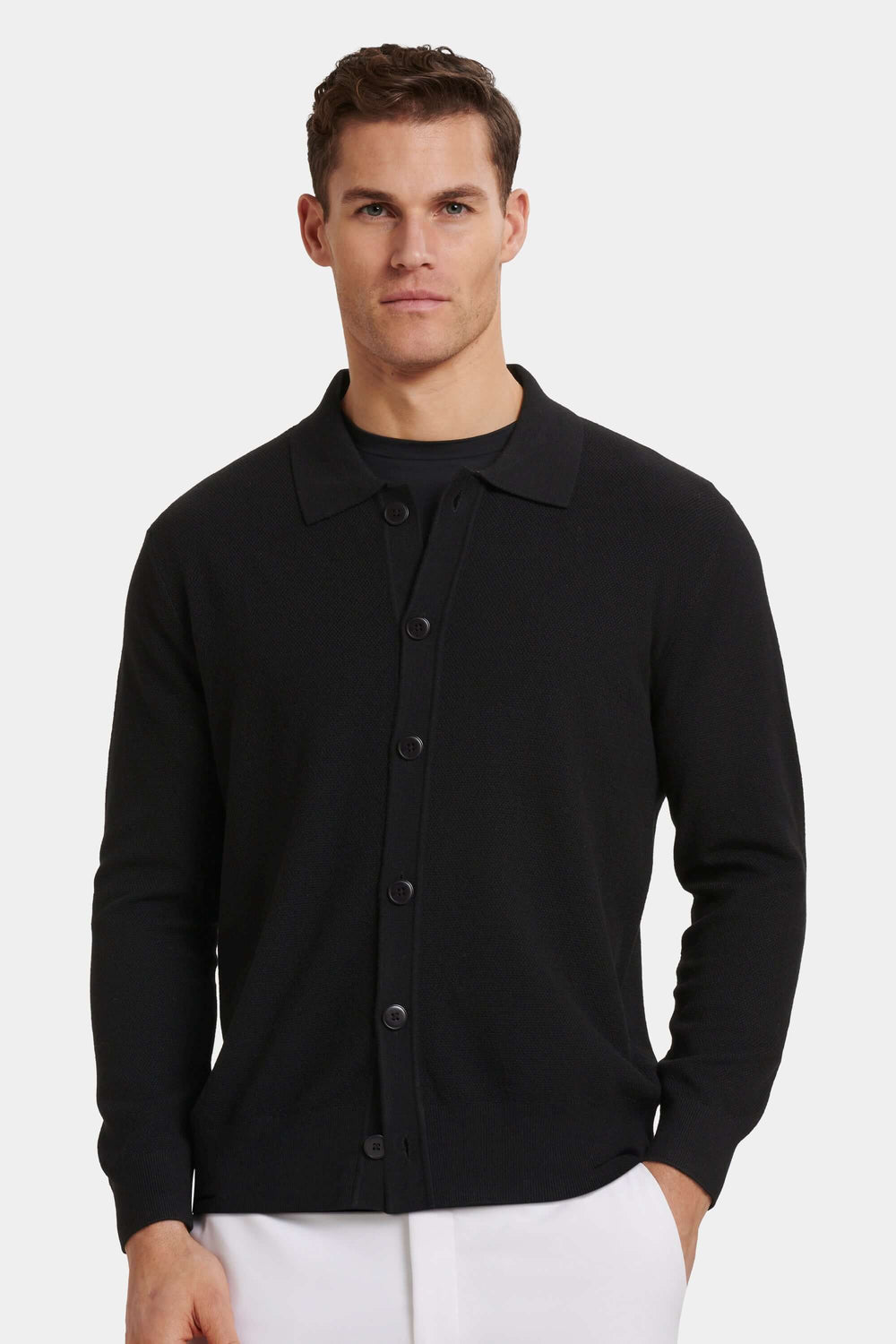 Ari Men's Merino Wool Blend Cardigan – Naturally Soft Knit, Clean Minimal Design, Slim Fit for Work and Weekend