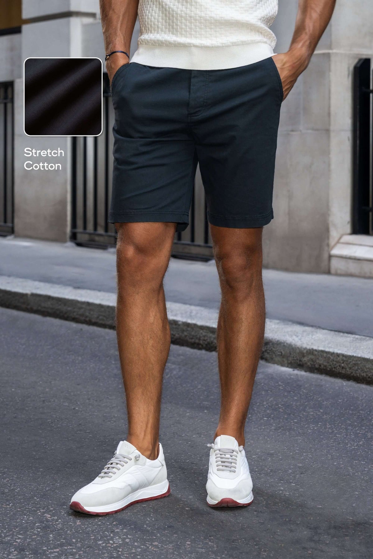 Men's Slim Fit Washed Stretch Cotton Shorts – view 1
