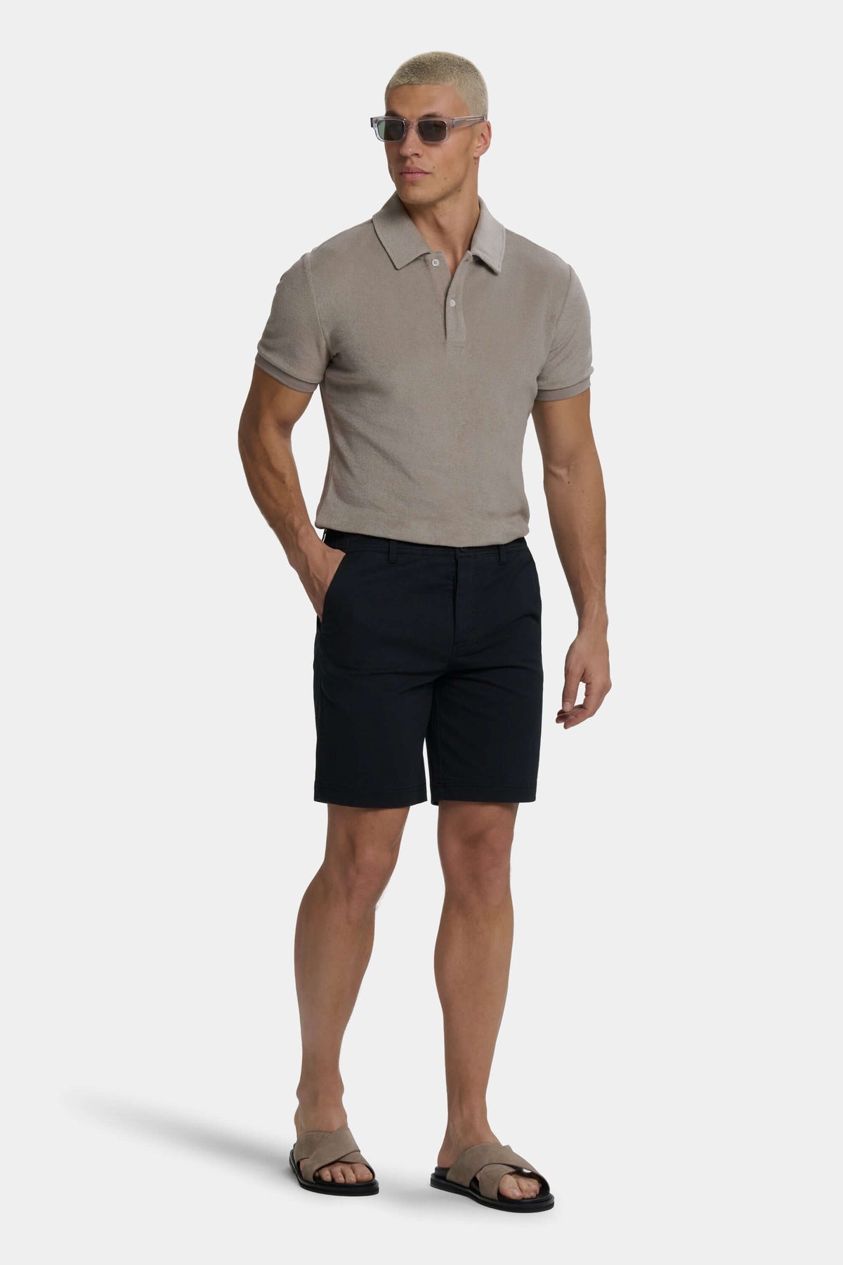Men's Slim Fit Washed Stretch Cotton Shorts – view 5