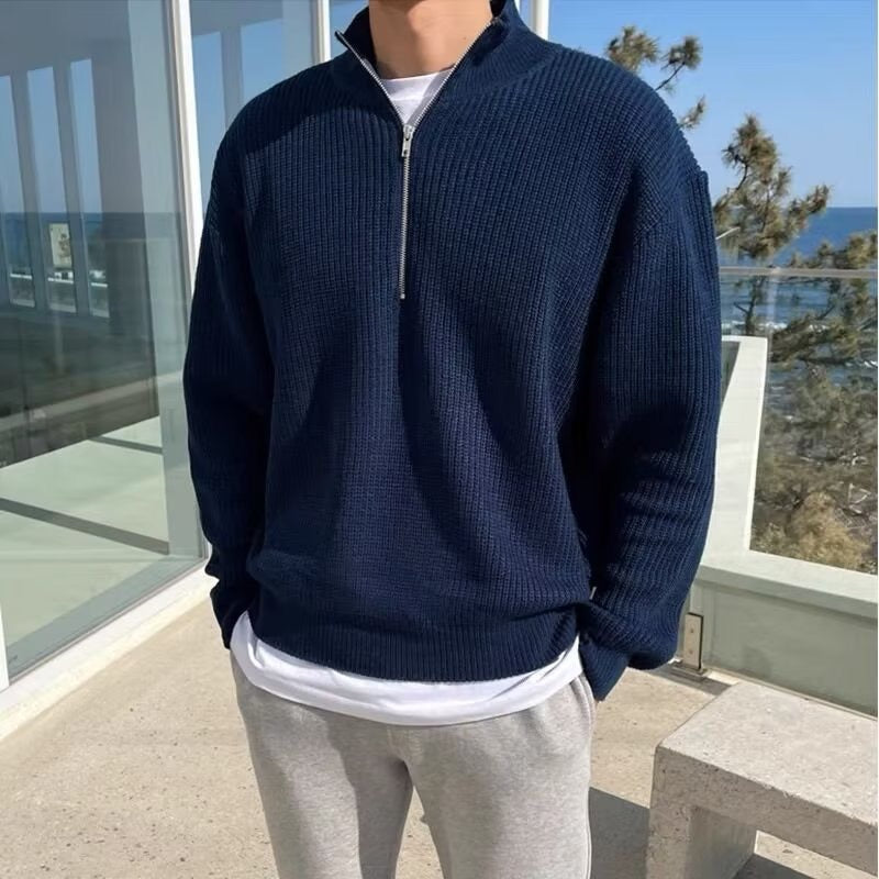 Jeonju Men's Cotton Knit Half Zip Jumper – view 3