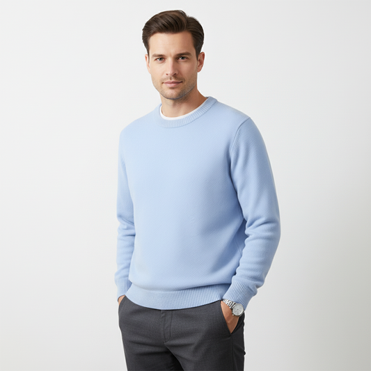 Albion Men's Lightweight Knit Jumper – Soft Breathable Knit with Ribbed Cuffs and Hem, Classic Fit for Summer Evenings
