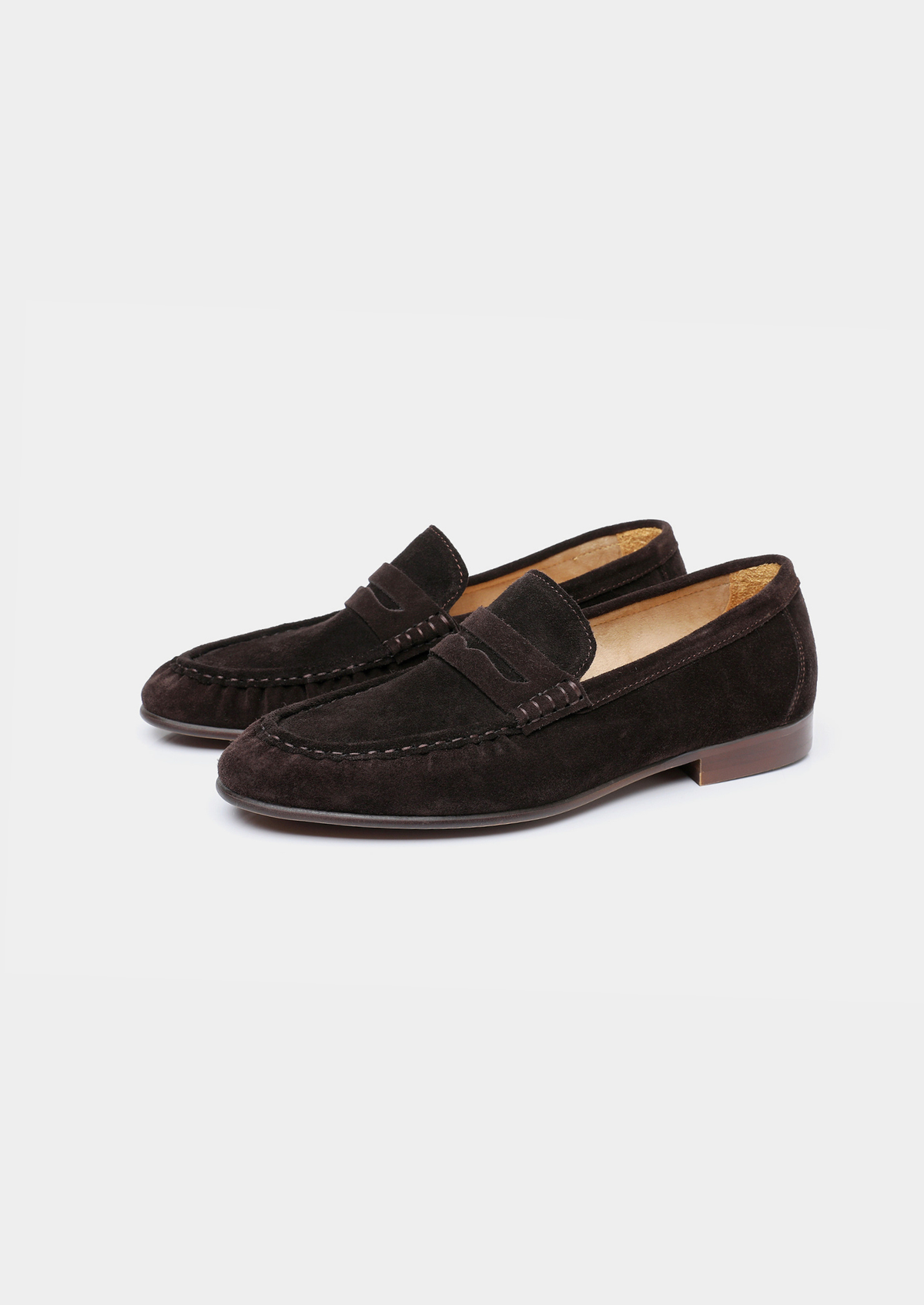 Men's Suede Penny Loafers in Coffee – view 1