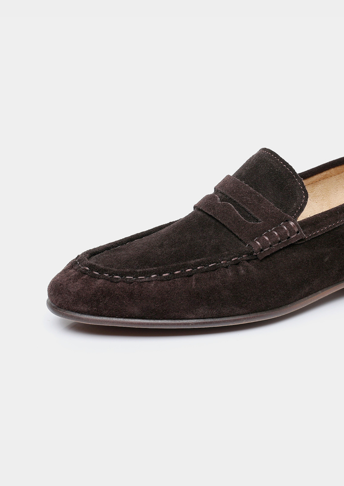 Men's Suede Penny Loafers in Coffee – view 3