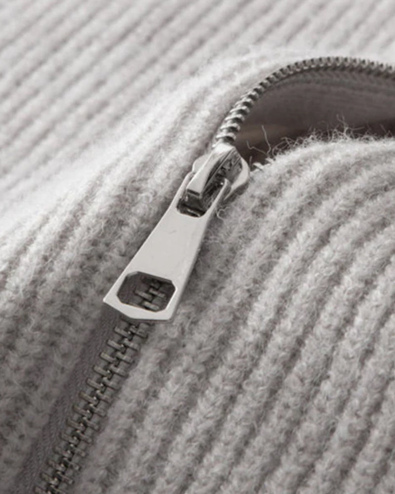 Amalfi Men's Wool Full-Zip Knitted Gilet – Ribbed Knit Texture, Refined Layering Piece – view 8