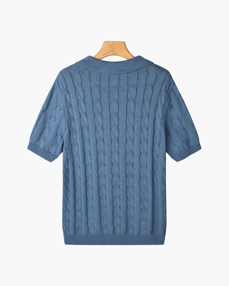 Florence Men's Cotton Cable Knit Polo – view 8