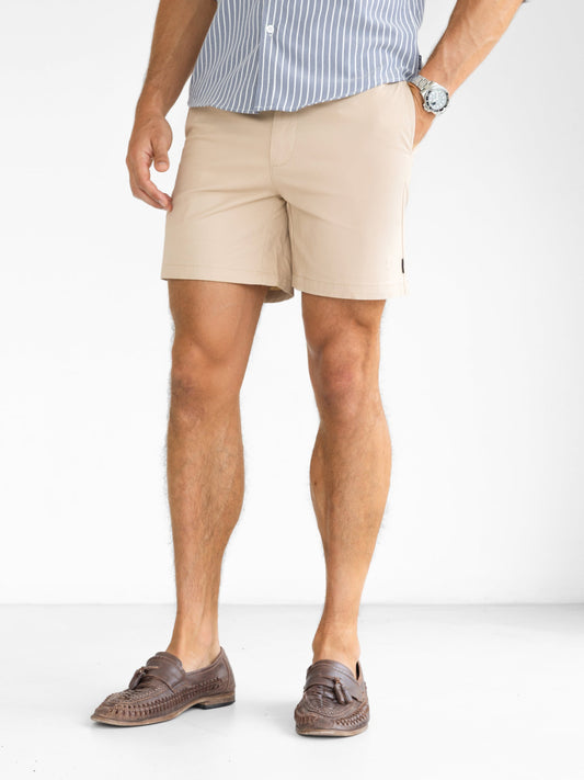 Men's Stretch Chino Shorts in Tan – view 1