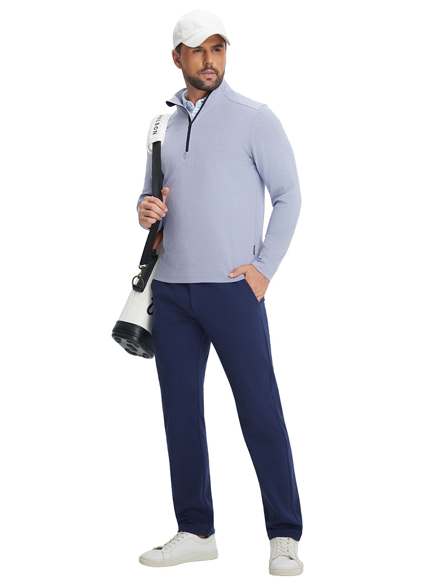 Men's Two-Tone Pique Cotton Blend Quarter Zip – view 13