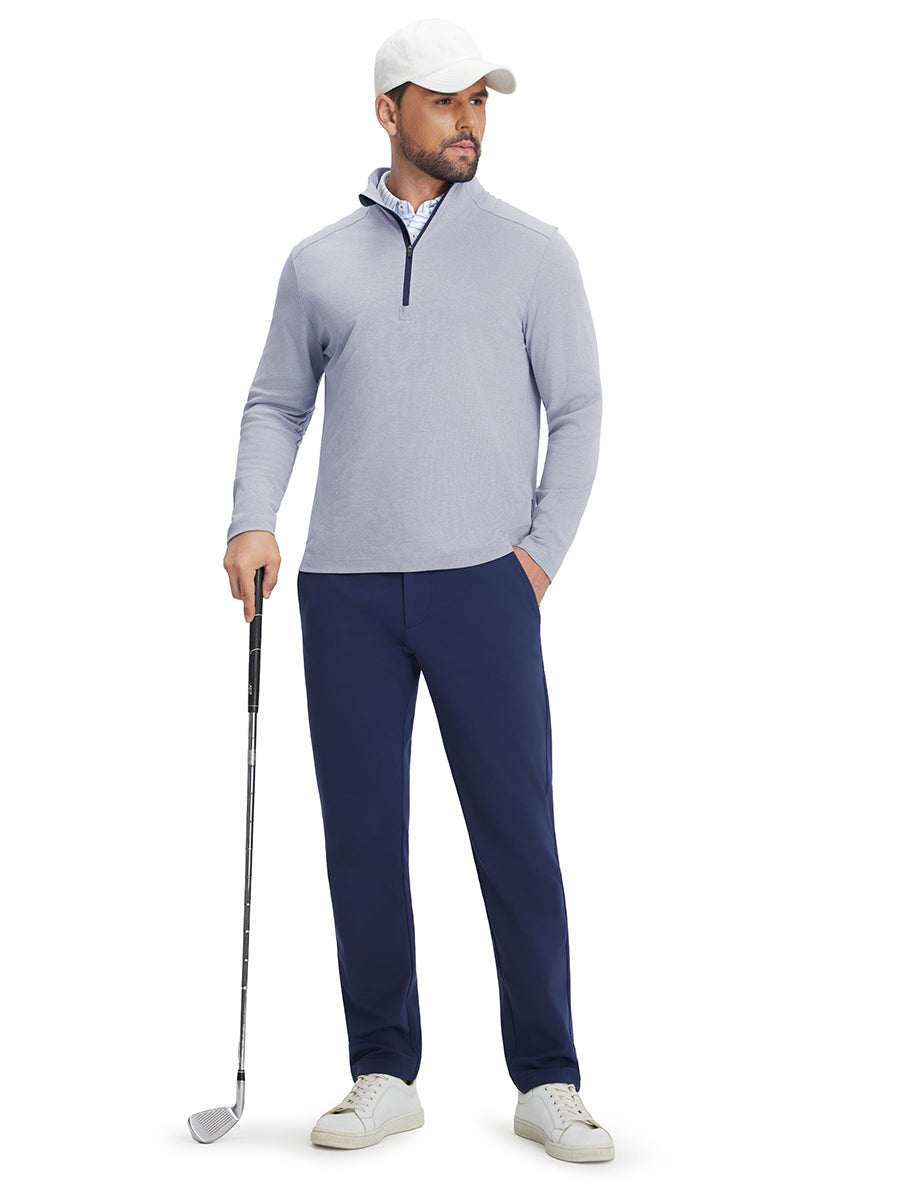 Men's Two-Tone Pique Cotton Blend Quarter Zip – view 48
