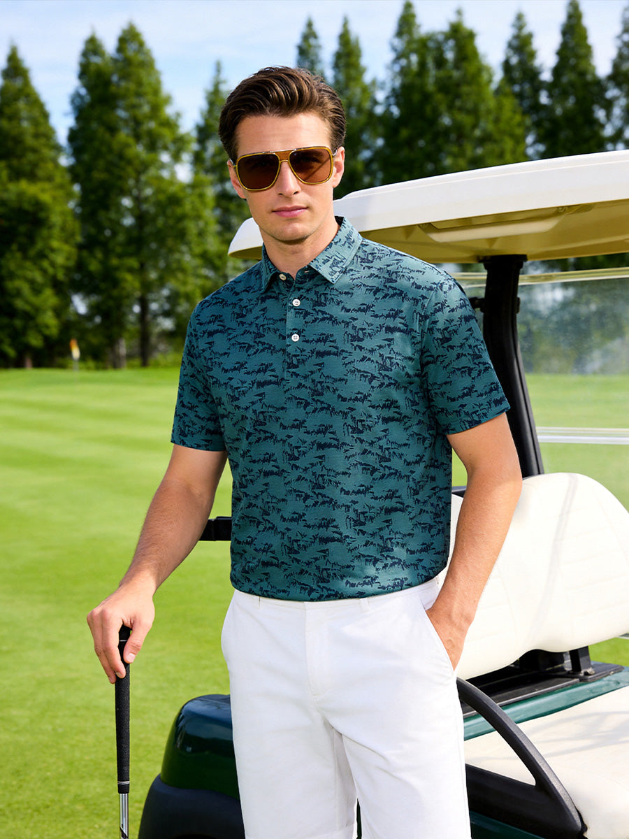 Men's Heather Print Golf Polo Shirt – view 1