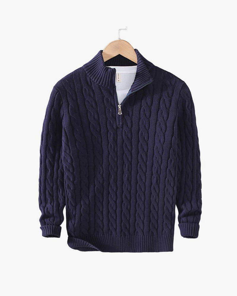 Men's Cotton Cable Knit Half-Zip Jumper – view 1