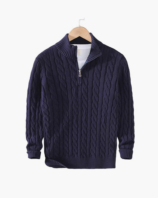 Men's Cotton Cable Knit Half-Zip Jumper – view 1