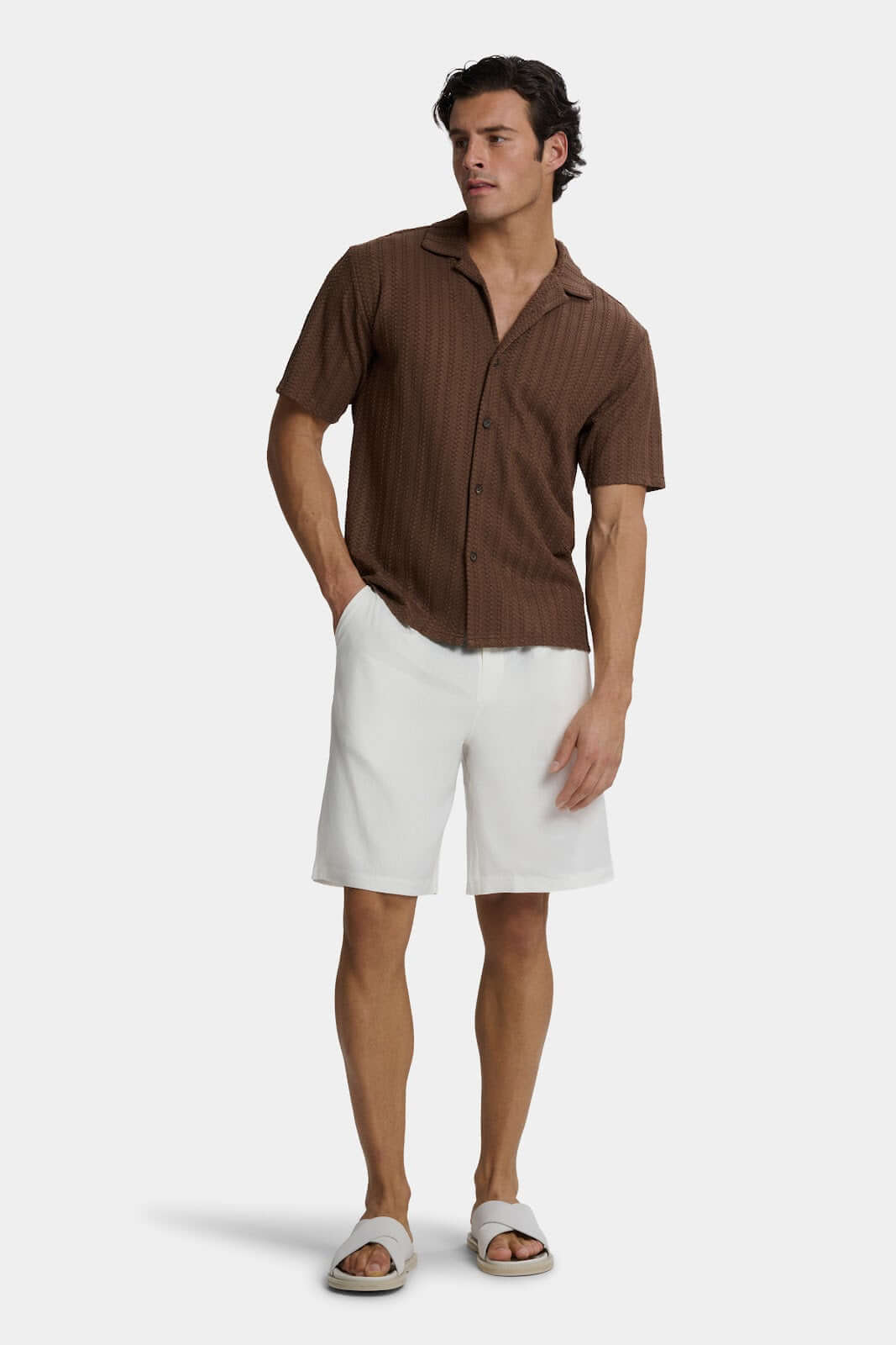 Treccia Men's Braided Knit Revere Collar Shirt – view 10