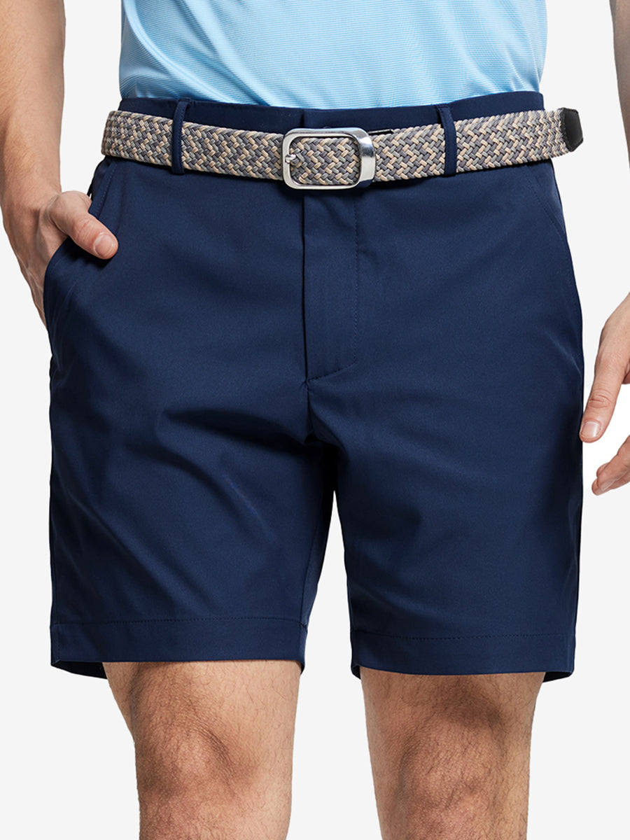 Men's Water-Resistant Stretch Golf Shorts – Lightweight Polyester, Moisture-Wicking, Zip Fly | Navy and Pink