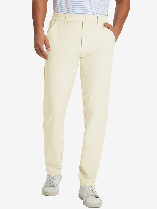 Men's Lightweight Flat Front Stretch Trousers – Quick-Dry Breathable Fabric, Water-Repellent Finish, Classic Fit