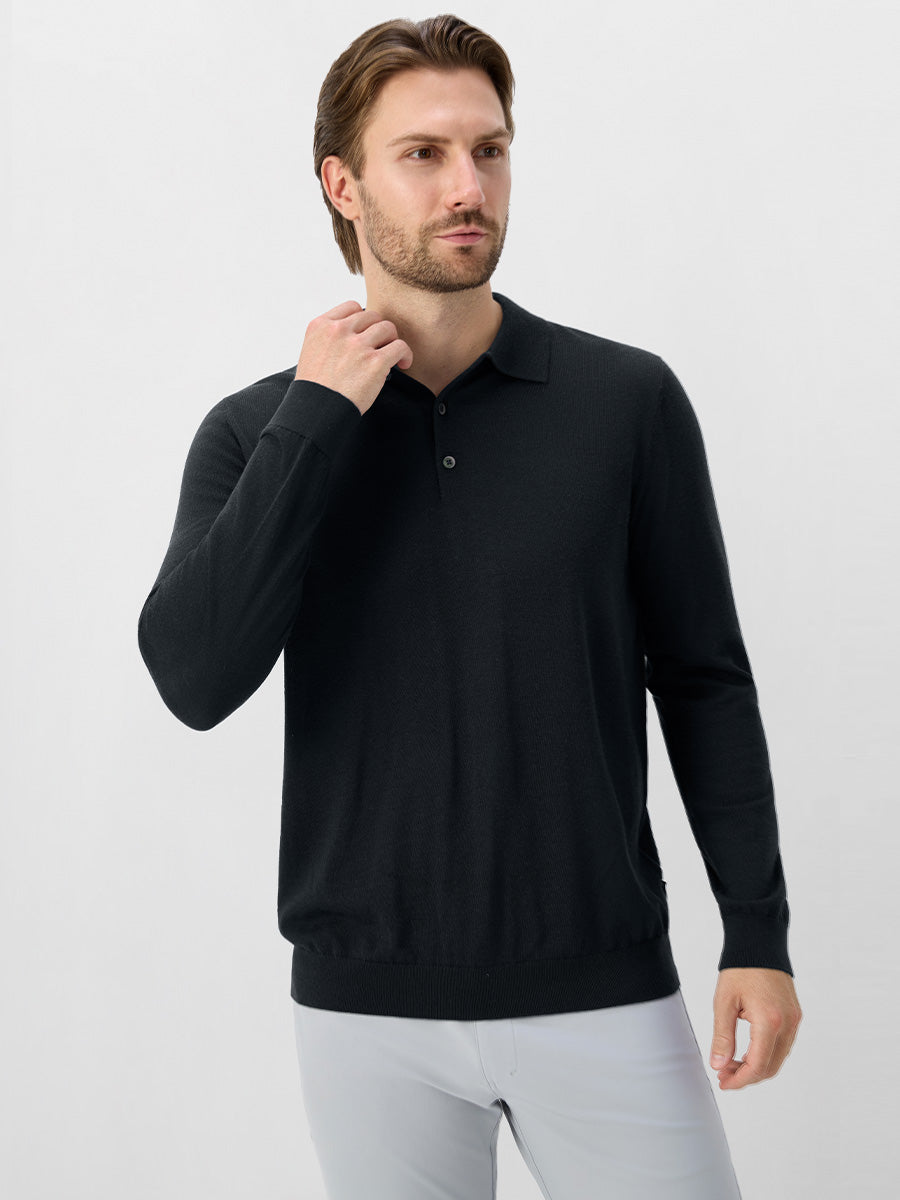 Men's Pure Merino Wool Knit Polo Jumper – view 2