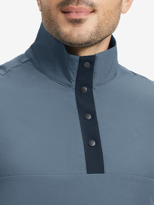 Men's Mock Neck Quarter Button Golf Pullover – Four-Way Stretch, Quick-Drying Breathable Fabric