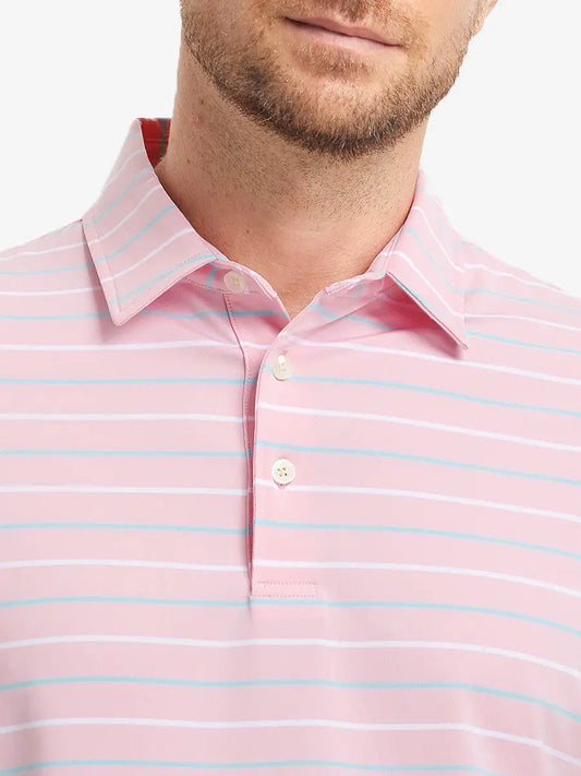 Men's Striped Jersey Golf Polo Shirt – Yarn-Dyed Stripes, Moisture-Wicking Four-Way Stretch | Short Sleeve