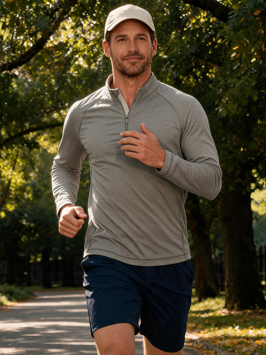 Men's Heather Athletic Quarter Zip Sweatshirt – view 1
