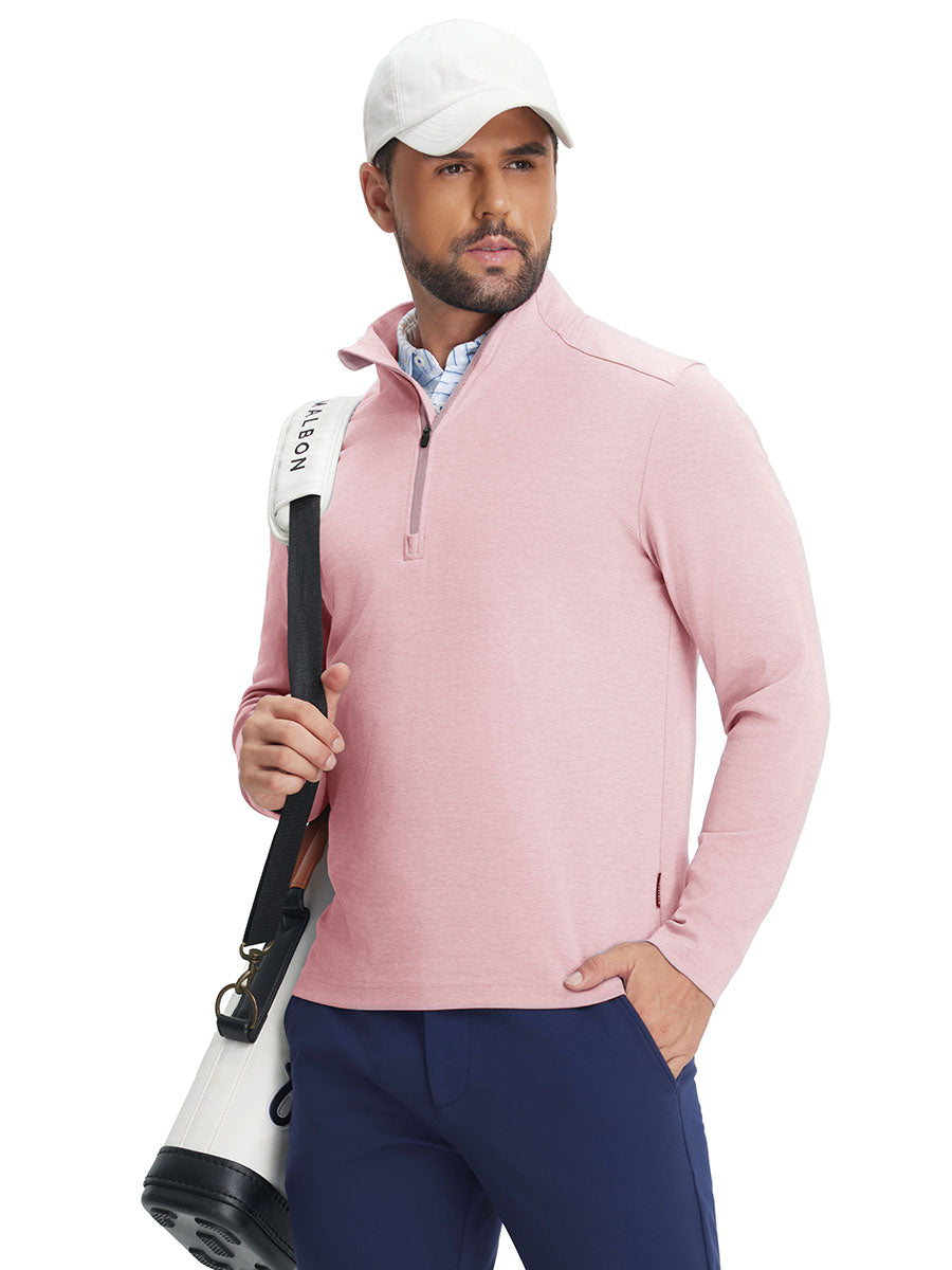 Men's Two-Tone Pique Cotton Blend Quarter Zip – view 1