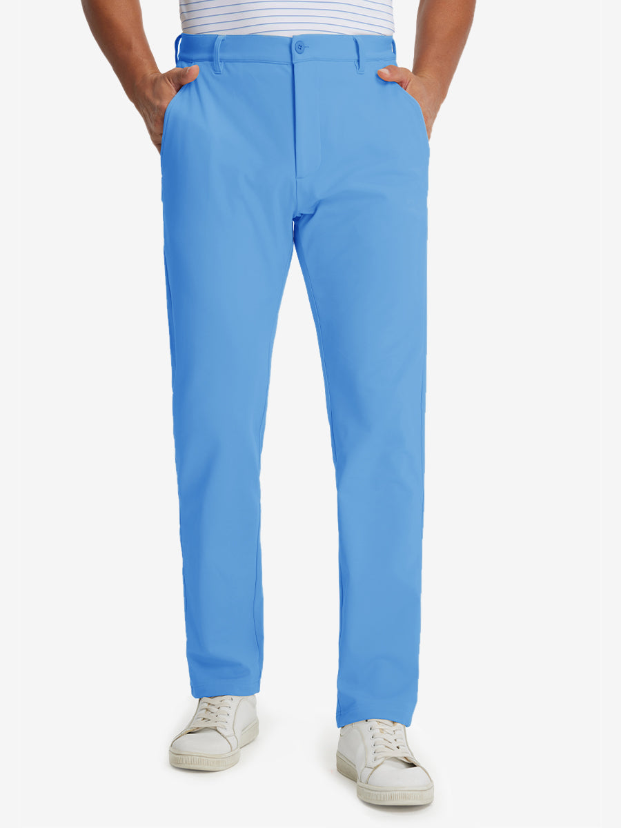 Men's Fleece Lined Golf Trousers – Warm Four-Way Stretch, Water-Resistant Smart Winter Pants | Sky Blue, Misty Grey