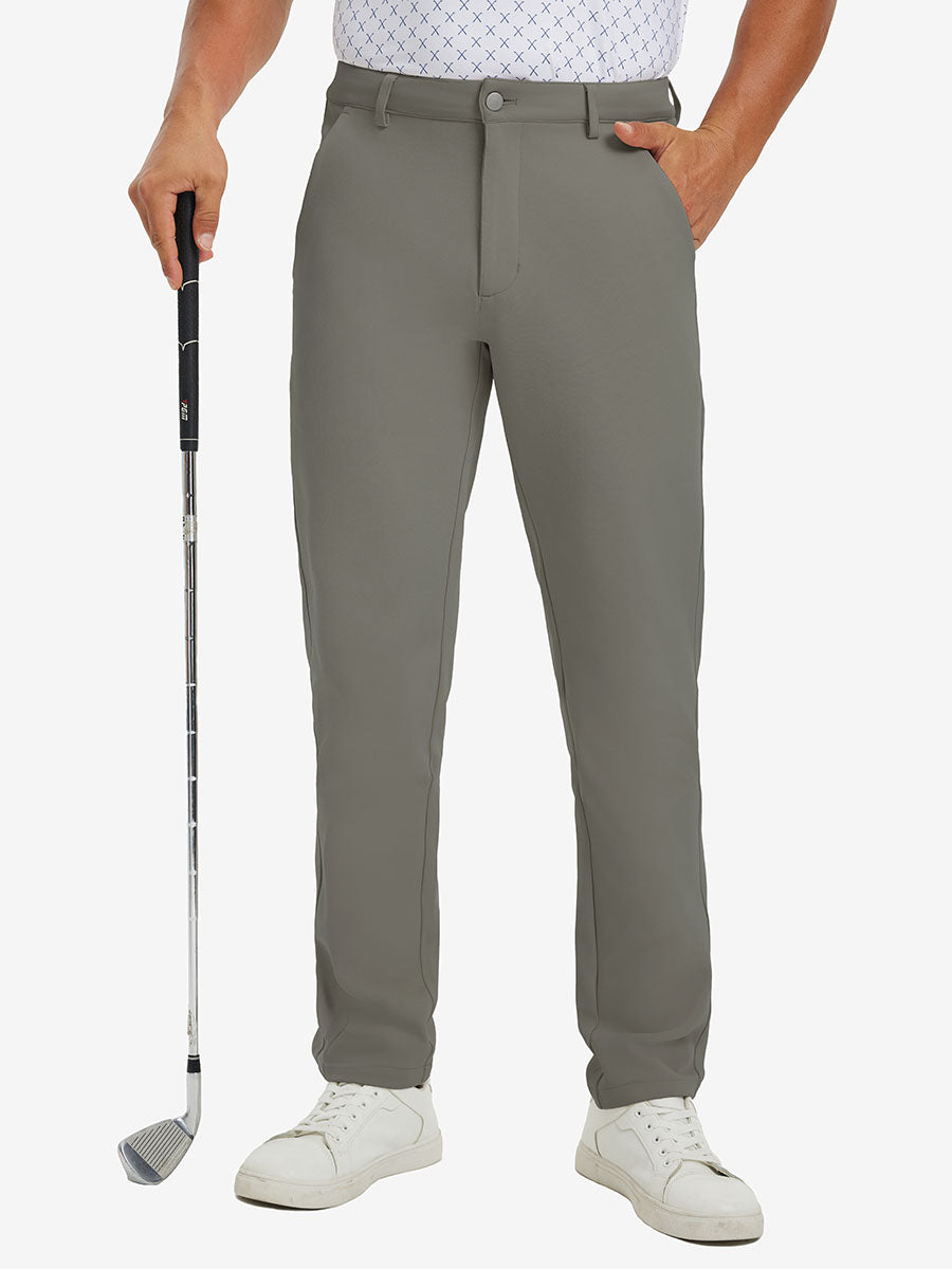Men's Lightweight Stretch Dress Trousers – Quick-Dry Moisture-Wicking Fabric | Dark Khaki, Slate Green, Silver Grey, Navy