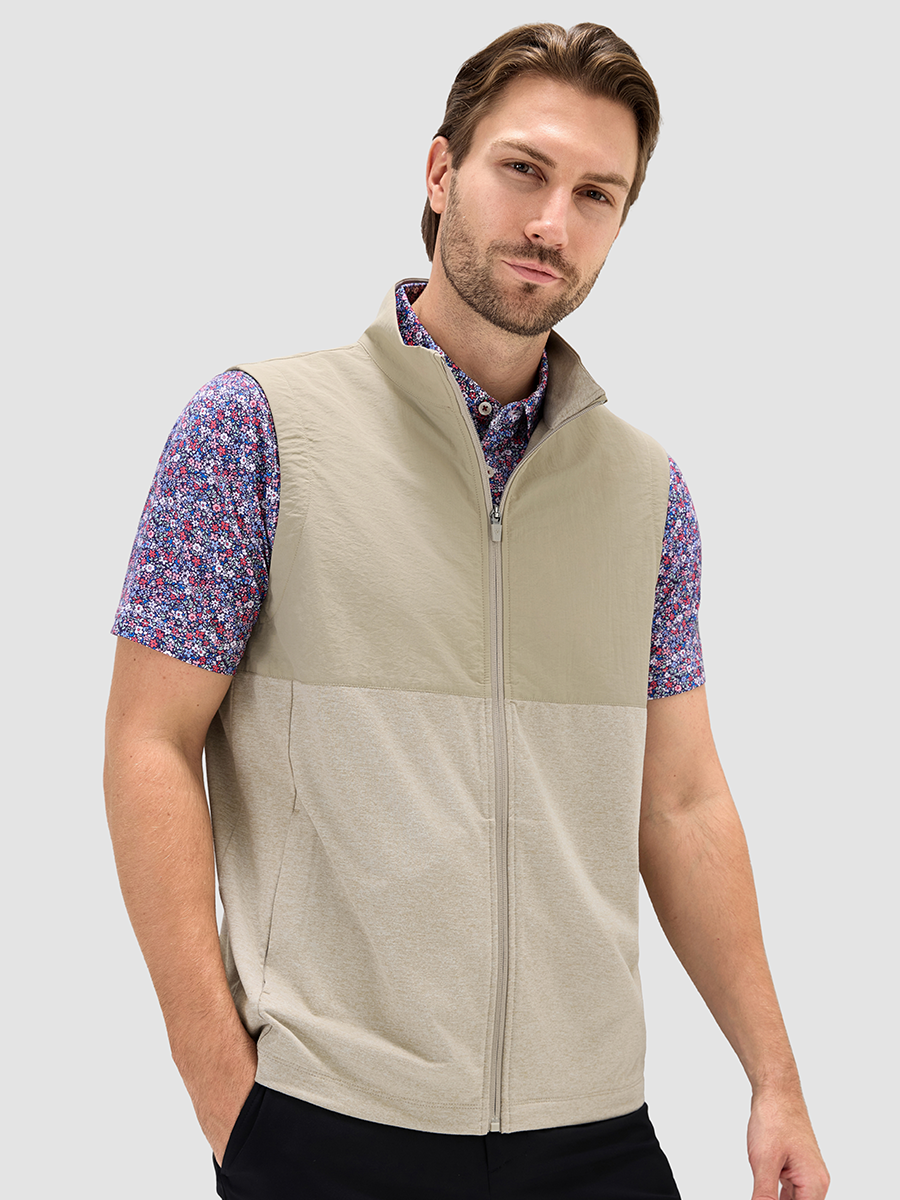 Men's Colour Block Full-Zip Golf Gilet – view 1