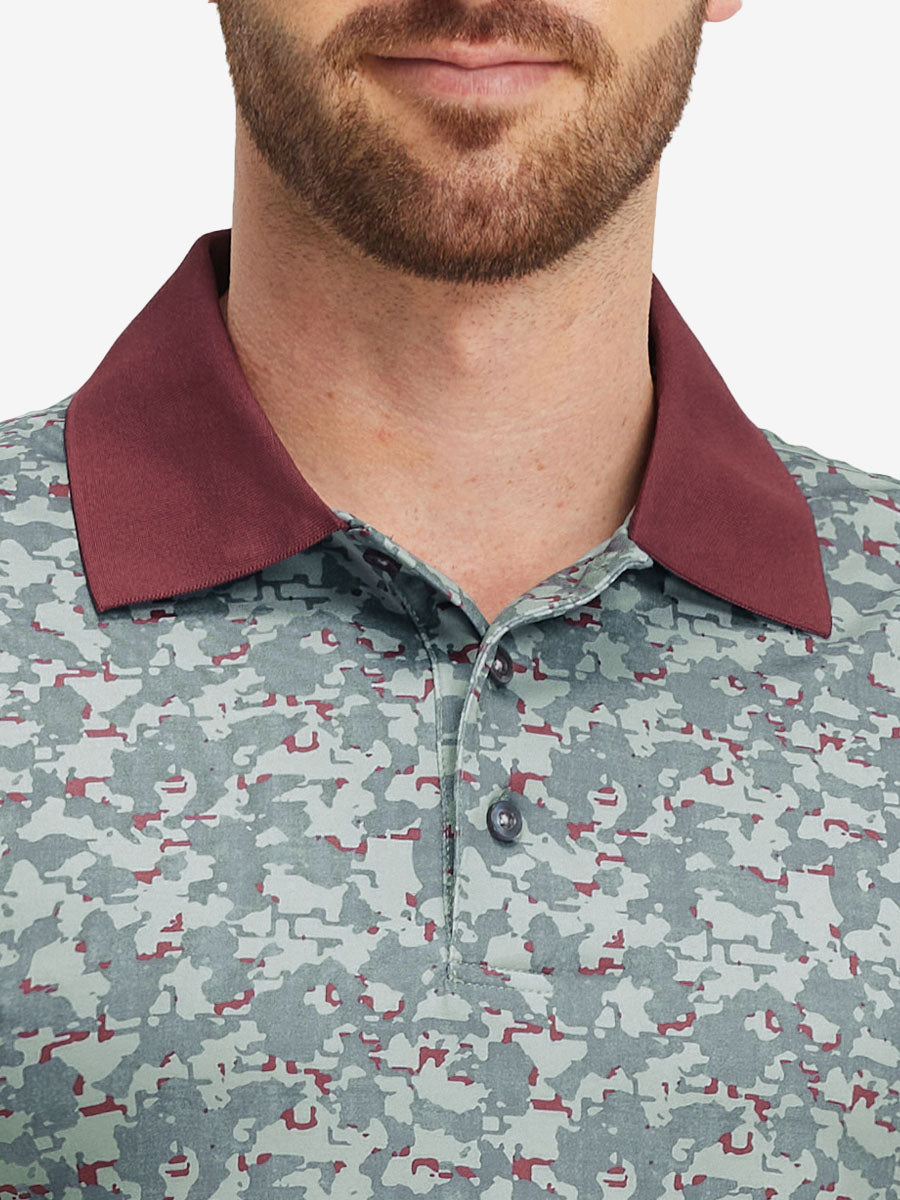 Men's Ribbed Collar Printed Golf Polo Shirt – view 34