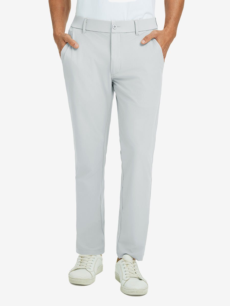 Men's Quick Dry Slim Fit Dress Trousers – Breathable Crease-Resistant Fabric, Multi-Pocket | Glacier Grey, Blue Indigo, Navy