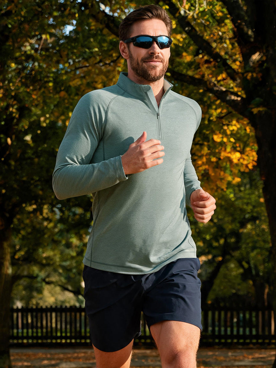 Men's Heather Athletic Quarter Zip Sweatshirt – view 8