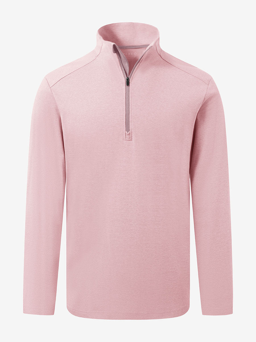 Men's Two-Tone Pique Cotton Blend Quarter Zip – view 3