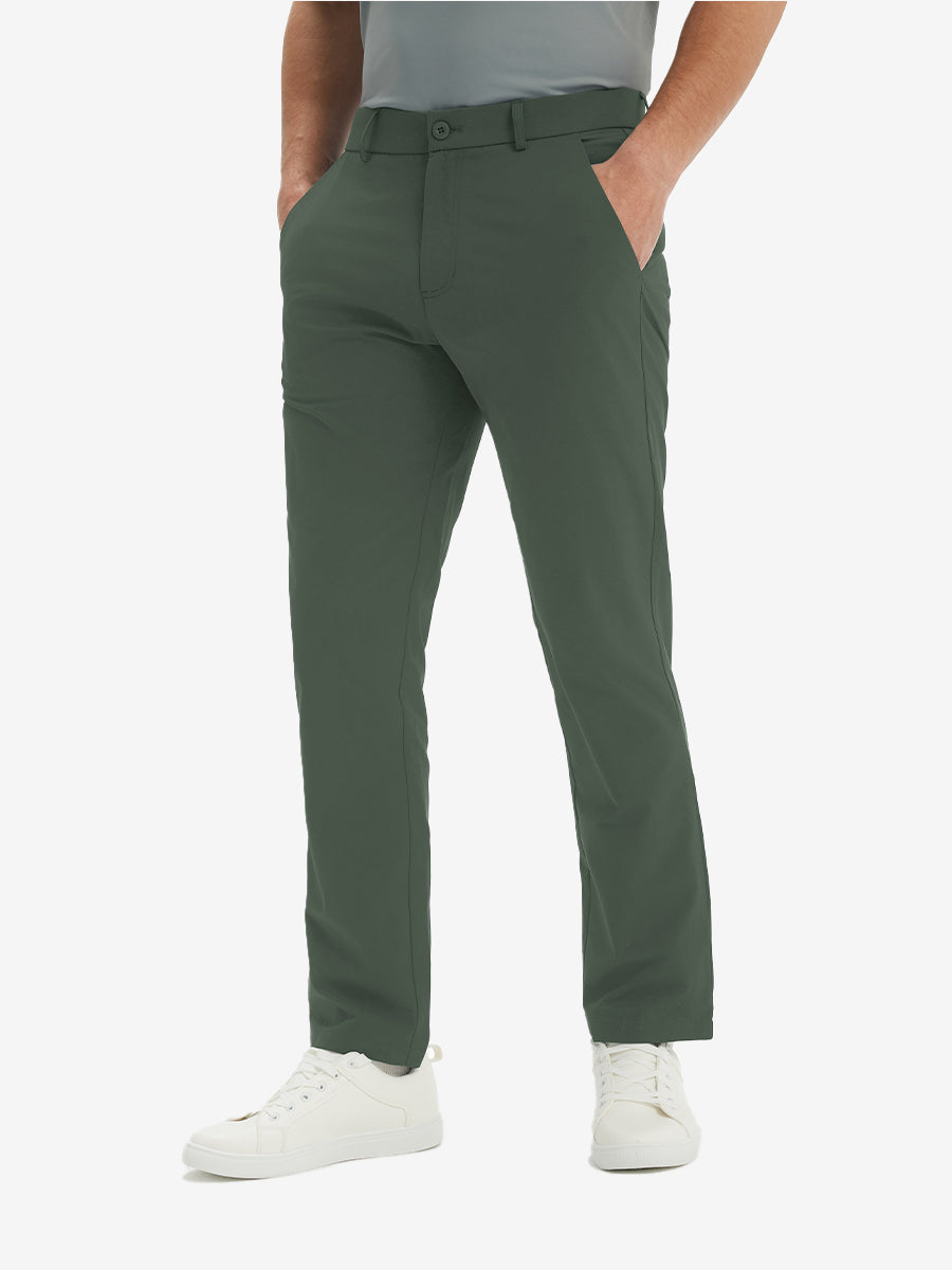Men's Stretch Quick-Dry Four-Pocket Golf Trousers – 4-Way Stretch, Moisture-Wicking, Button-Zip Closure