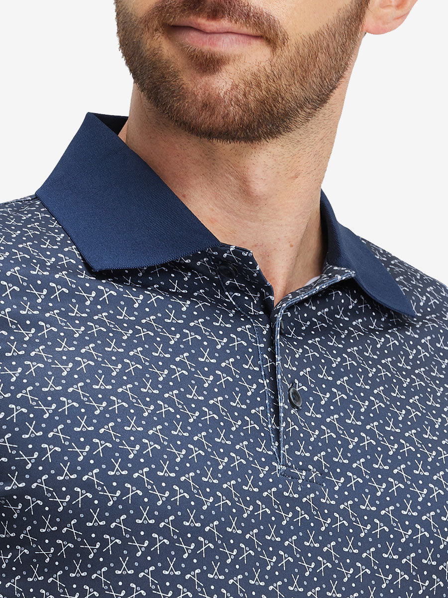 Men's Ribbed Collar Printed Golf Polo Shirt – view 2