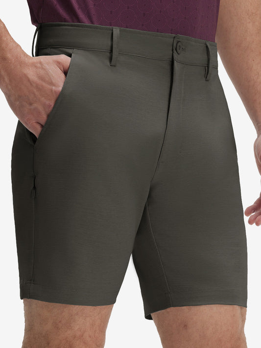 Men's Flat Front Hybrid Golf Shorts – Quick-Dry Heather Fabric, Moisture-Wicking, Breathable Stretch, 7 Inch Inseam