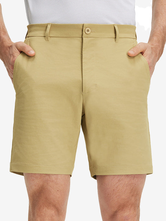 Men's Flat Front Cotton Blend Golf Shorts – 4-Way Stretch, Non-Slip Shirt Gripper, 7 Inch Inseam, Regular Fit