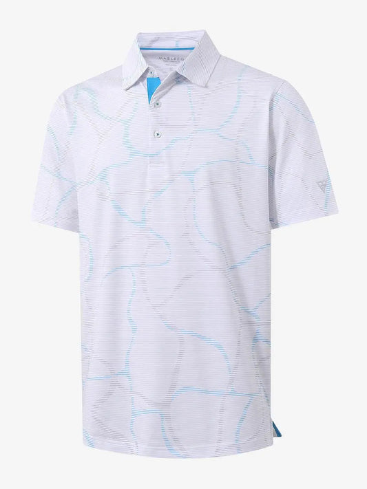 Men's Printed Jersey Golf Polo Shirt – Quick-Dry Stretch Fabric, Moisture-Wicking, UPF 30+ | Abstract and Nautical Prints