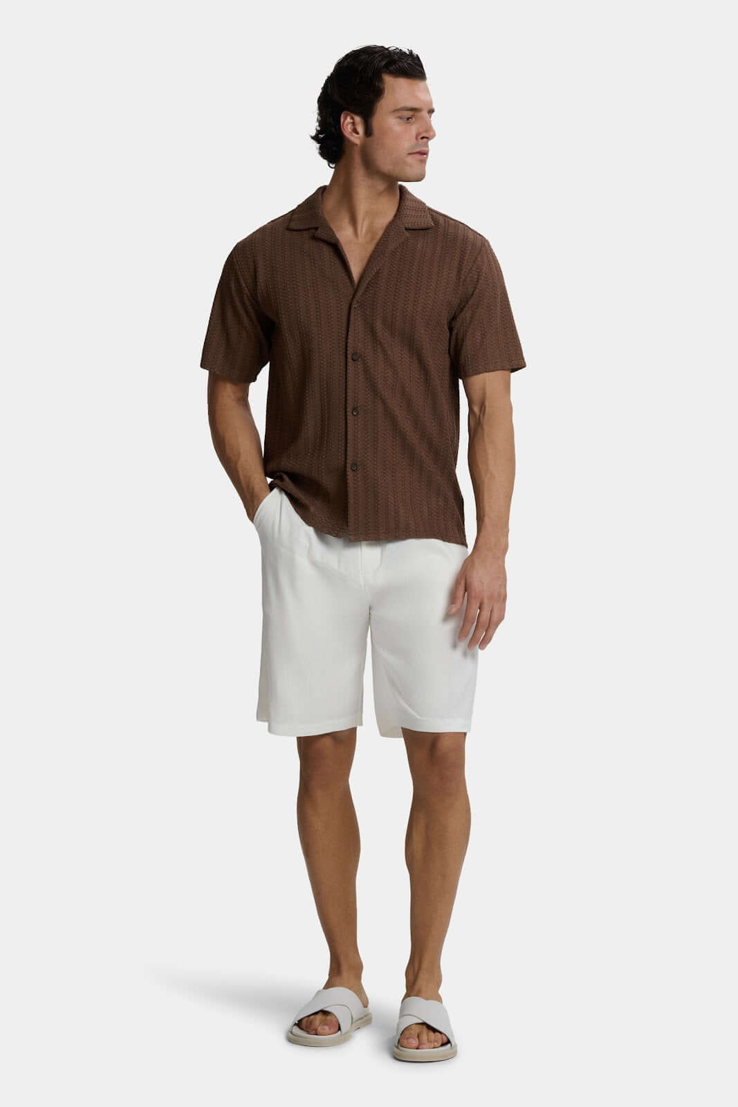 Treccia Men's Braided Knit Revere Collar Shirt – view 8