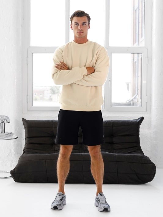 Men's Relaxed Fit Crew Neck Jumper in Bone – view 2