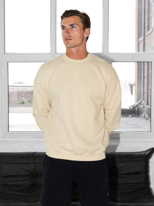 Men's Relaxed Fit Crew Neck Jumper in Bone – view 1