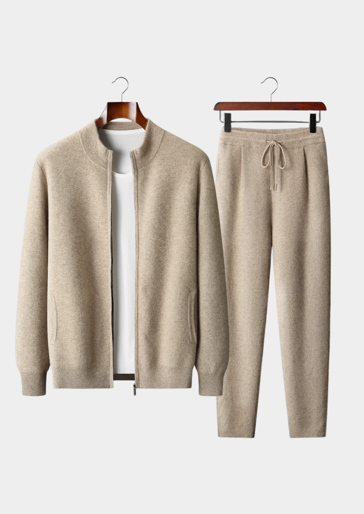 Denis Men's Cashmere Leisure Set in Sand – view 1