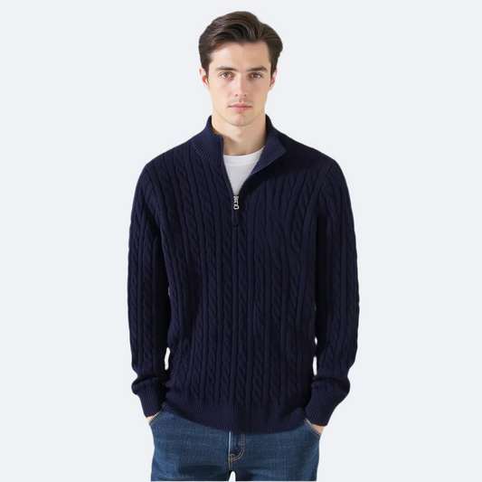 Men's Cotton Cable Knit Half-Zip Jumper – view 2