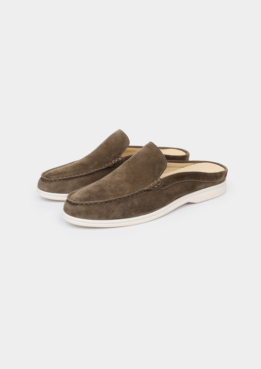 Marina Men's Suede Slipper Loafers in Olive – view 1