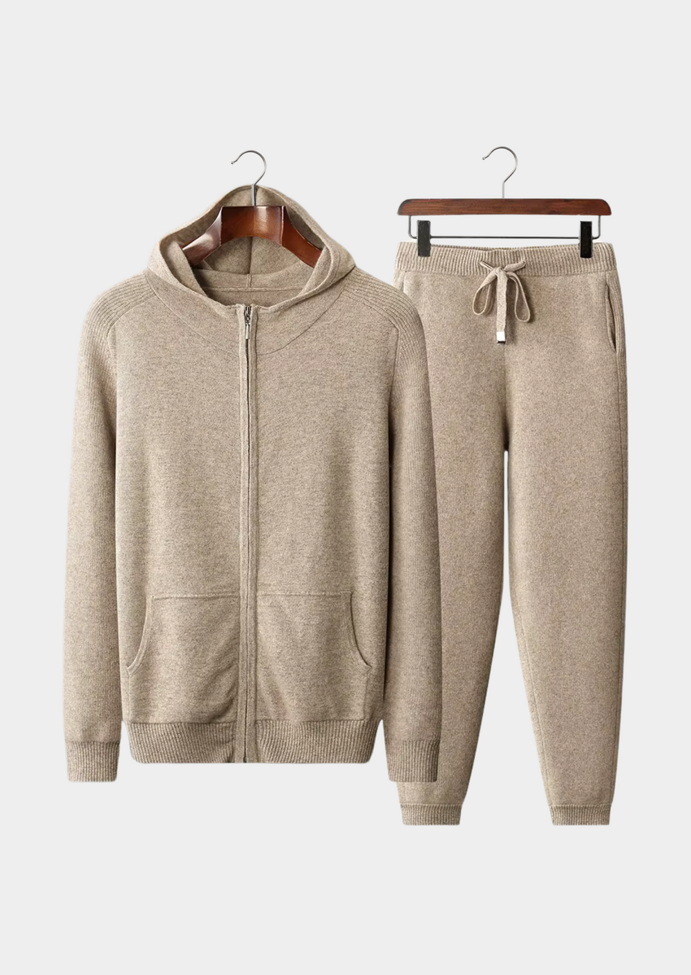 Kilian Men's Cashmere Leisure Set – Knit Top & Trousers, Refined Lounge Co-Ord | Sand