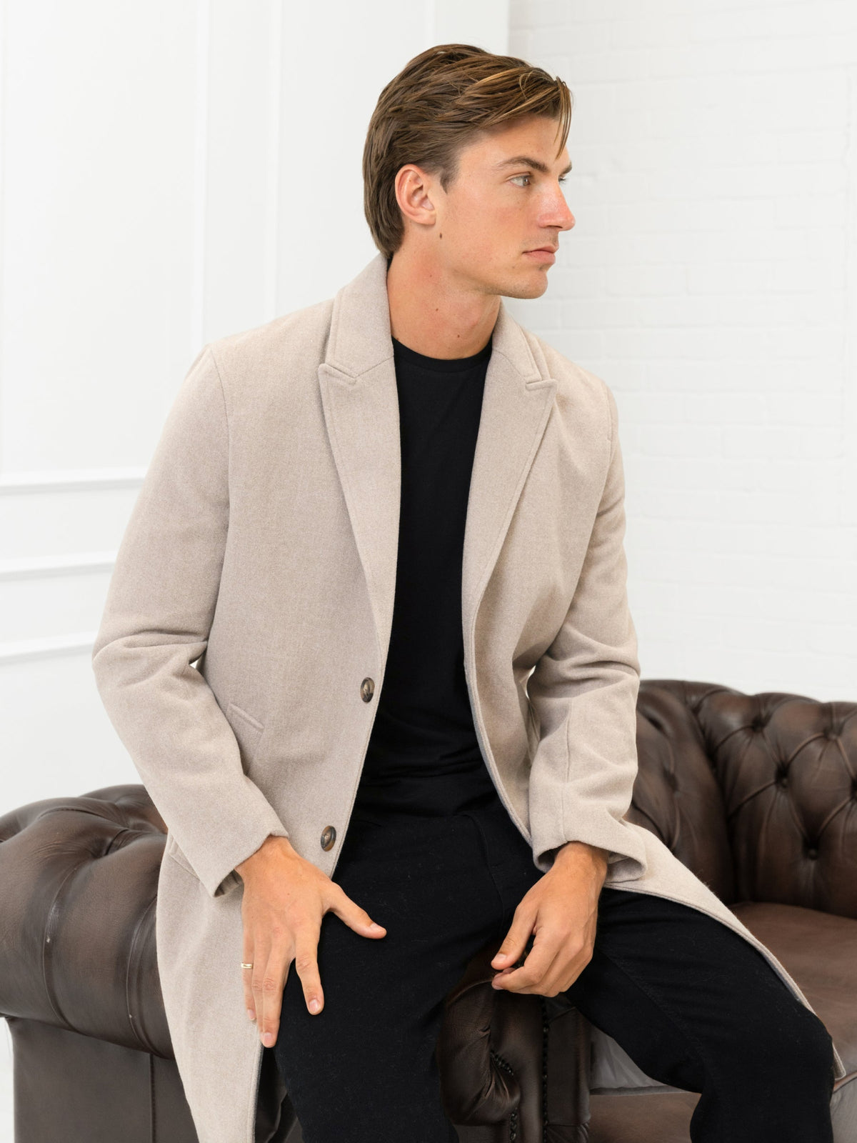 Knightsbridge Tailored Coat - Beige by SATRI & CO. – product view 3