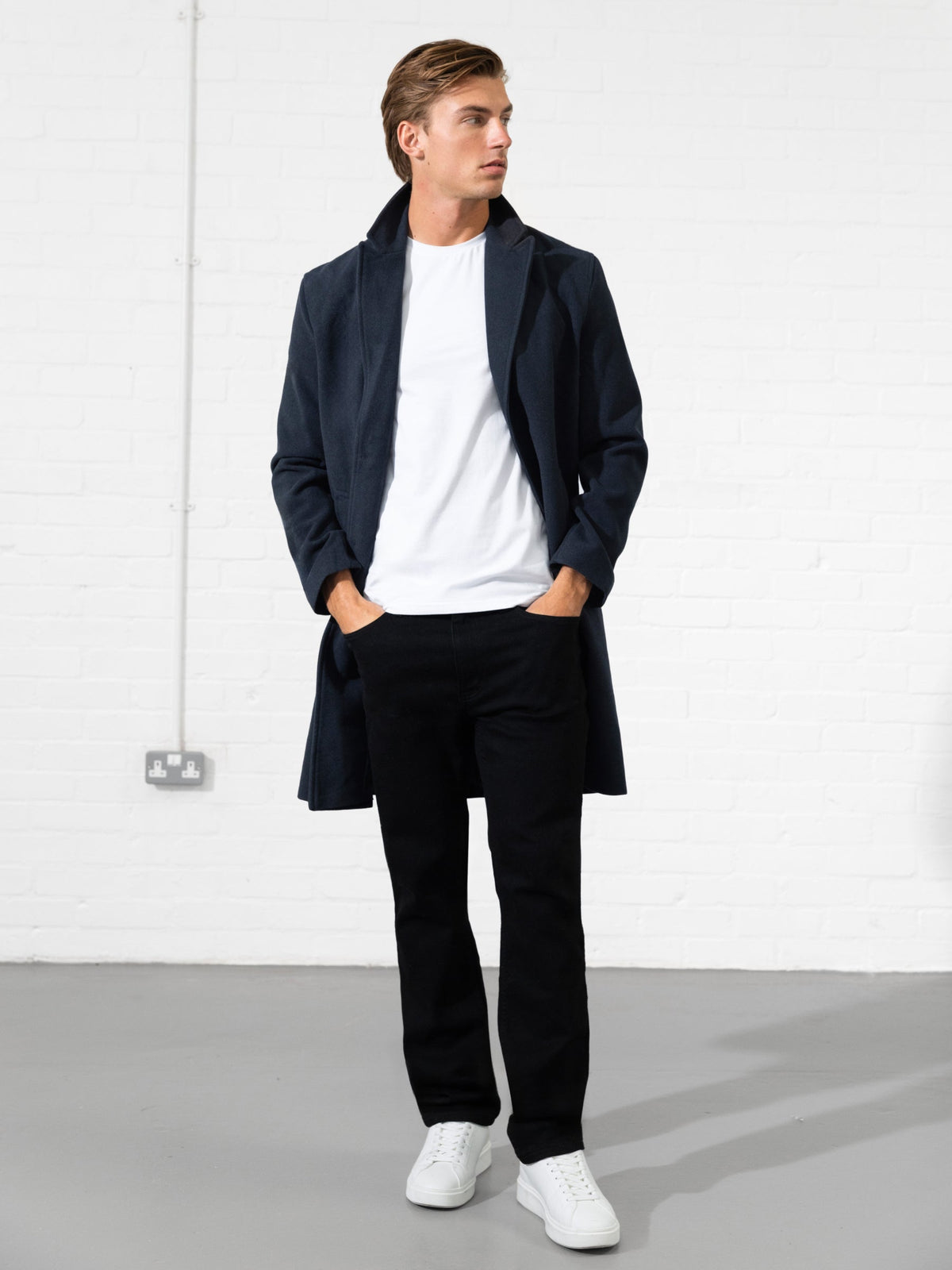 Knightsbridge Tailored Coat - Navy by SATRI & CO. – product view 4