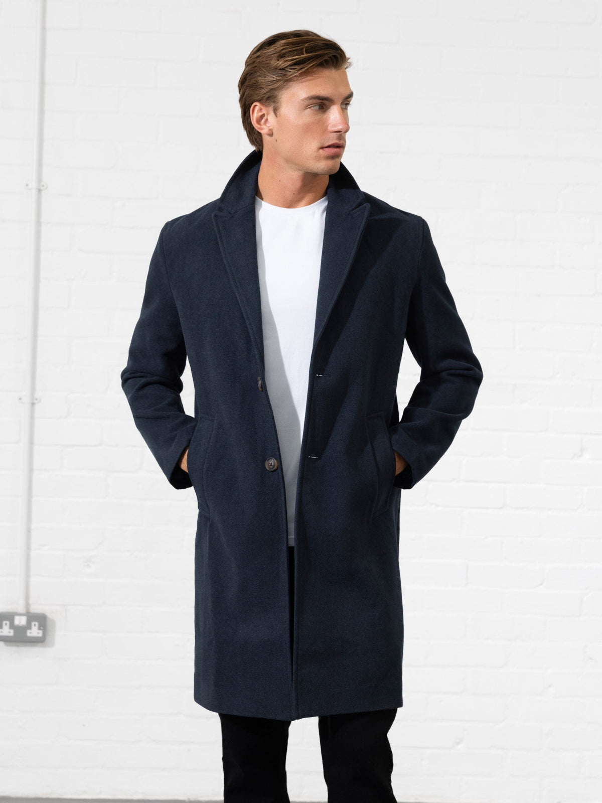 Knightsbridge Tailored Coat - Navy by SATRI & CO. – product view 1