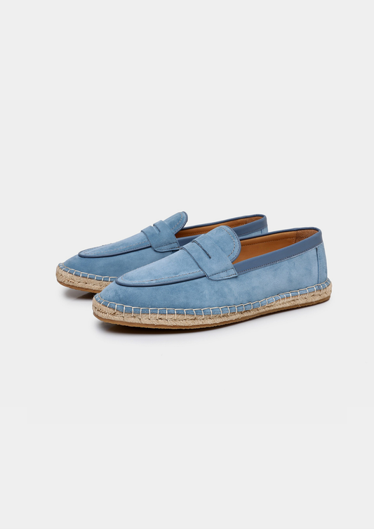 Men's Suede Penny Espadrilles in Light Blue – view 1