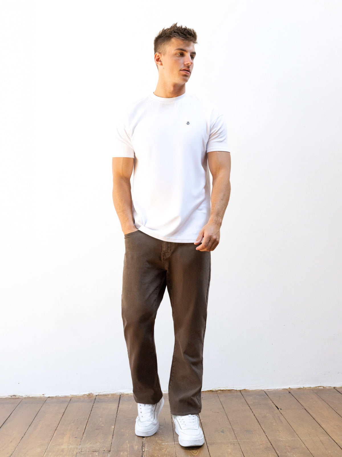Parma Men's Loose Fit Wide Leg Jeans in Brown – view 3