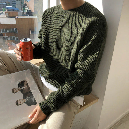 Gisung Men's Cotton Ribbed Mock Neck Jumper – view 1
